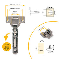 Emuca Lotto di 20 cerniere collo alto X91 con chiusura soft e Basetta Euro, altezza 0, Acciaio, Tita - 5