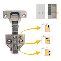 Emuca Lotto di 20 cerniere collo alto X91 con chiusura soft e Basetta Euro, altezza 0, Acciaio, Tita - 6