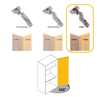 Emuca Lotto di 20 cerniere collo alto X91 con chiusura soft e Basetta Euro, altezza 0, Acciaio, Tita - 7