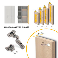 Emuca Lotto di 20 cerniere collo alto X91 con chiusura soft e Basetta Euro, altezza 0, Acciaio, Tita - 8