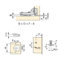Emuca Lotto di 20 cerniere collo alto X91 con chiusura soft e Basetta Euro, altezza 0, Acciaio, Tita - 10