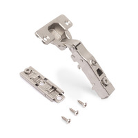 Emuca Lotto di 20 cerniere collo dritto X91 con chiusura soft e Basetta a vite, altezza 1, Acciaio,  - 2