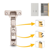 Emuca Lotto di 20 cerniere collo dritto X91 con chiusura soft e Basetta a vite, altezza 1, Acciaio,  - 6