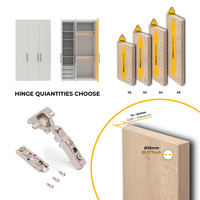Emuca Lotto di 20 cerniere collo dritto X91 con chiusura soft e Basetta a vite, altezza 1, Acciaio,  - 8