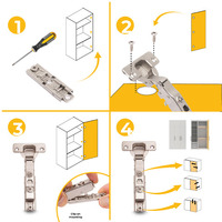 Emuca Lotto di 20 cerniere collo dritto X91 con chiusura soft e Basetta a vite, altezza 1, Acciaio,  - 9