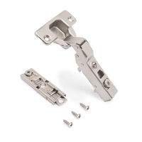 Emuca Lotto di 20 cerniere mezzo collo X91 con chiusura soft e Basetta a vite, altezza 1, Acciaio, N - 2