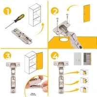 Emuca Lotto di 20 cerniere mezzo collo X91 con chiusura soft e Basetta a vite, altezza 1, Acciaio, N - 9