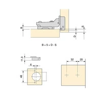 Emuca Lotto di 20 cerniere mezzo collo X91 con chiusura soft e Basetta a vite, altezza 1, Acciaio, N - 10