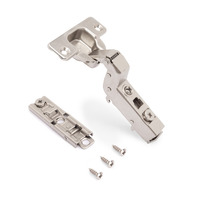 Emuca Lotto di 20 cerniere collo alto X91 con chiusura soft e Basetta a vite, altezza 1, Acciaio, Ni - 2