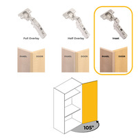 Emuca Lotto di 20 cerniere collo alto X91 con chiusura soft e Basetta a vite, altezza 1, Acciaio, Ni - 7
