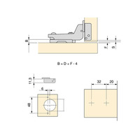 Emuca Lotto di 20 cerniere collo alto X91 con chiusura soft e Basetta a vite, altezza 1, Acciaio, Ni - 10