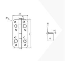 Emuca Lotto di 5 cerniere per porte di sicurezza, 150x80 mm, cerniere anti-leva con bordi arrotondat - 3