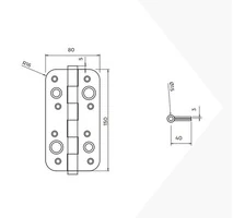 Emuca Lotto di 5 cerniere per porte di sicurezza, 150x80 mm, cerniere anti-leva con bordi arrotondat - 3