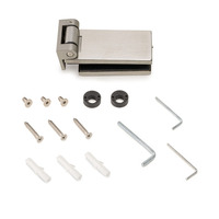 Emuca Cerniera per anta in vetro con finiture in acciaio inox, cerniera orizzontale con forcella da 