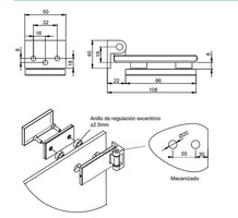 Emuca Cerniera per anta in vetro, cerniera orizzontale con forcella da 40 mm, per anta da 8-12 mm, a - 4