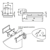 Emuca Cerniera per anta in vetro, cerniera orizzontale con forcella da 40 mm, per anta da 8-12 mm, a - 4