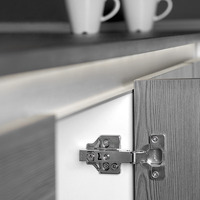 Emuca Lotto di 20 cerniere collo dritto X92 con chiusura soft e basette a vite, altezza 0, Acciaio,  - 2