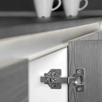 Emuca Lotto di 20 cerniere collo dritto X92 con chiusura soft e basette a vite, altezza 0, Acciaio, - 2