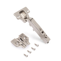 Emuca Lotto di 20 cerniere collo dritto X92 con chiusura soft e basette a vite, altezza 0, Acciaio,  - 3