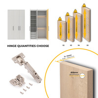 Emuca Lotto di 20 cerniere collo dritto X92 con chiusura soft e basette a vite, altezza 0, Acciaio,  - 8