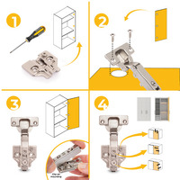Emuca Lotto di 20 cerniere collo dritto X92 con chiusura soft e basette a vite, altezza 0, Acciaio,  - 9