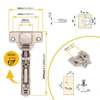 Emuca Lotto di 20 cerniere collo dritto X91 con chiusura soft e basetta montaggio misto, Diametro 5x - 4