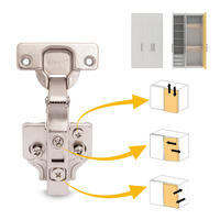 Emuca Lotto di 20 cerniere collo dritto X91 con chiusura soft e basetta montaggio misto, Diametro 5x - 5