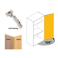 Emuca Lotto di 20 cerniere collo dritto X91 con chiusura soft e basetta montaggio misto, Diametro 5x - 6