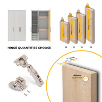 Emuca Lotto di 20 cerniere collo dritto X91 con chiusura soft e basetta montaggio misto, Diametro 5x - 7