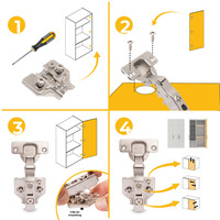 Emuca Lotto di 20 cerniere collo dritto X91 con chiusura soft e basetta montaggio misto, Diametro 5x - 8