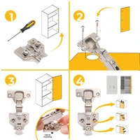 Emuca Lotto di 20 cerniere collo dritto X91 con chiusura soft e basetta montaggio misto, Diametro 5x - 8