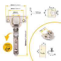 Emuca Lotto di 20 cerniere collo dritto X92 con chiusura soft e basette montaggio misto, diametro 5x - 4