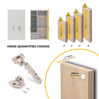 Emuca Lotto di 20 cerniere collo dritto X92 con chiusura soft e basette montaggio misto, diametro 5x - 7