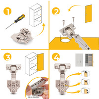 Emuca Lotto di 20 cerniere collo dritto X92 con chiusura soft e basette montaggio misto, diametro 5x - 8