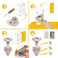 Emuca Lotto di 20 cerniere collo dritto X92 con chiusura soft e basette montaggio misto, diametro 5x - 8