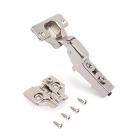 Emuca Lotto di 20 cerniere mezzo collo X92 con chiusura soft e basette a vite, altezza 0, Acciaio, N - 2