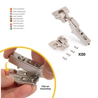 Emuca Lotto di 20 cerniere mezzo collo X92 con chiusura soft e basette a vite, altezza 0, Acciaio, N - 3