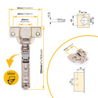 Emuca Lotto di 20 cerniere mezzo collo X92 con chiusura soft e basette a vite, altezza 0, Acciaio, N - 4