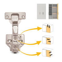 Emuca Lotto di 20 cerniere mezzo collo X92 con chiusura soft e basette a vite, altezza 0, Acciaio, N - 5