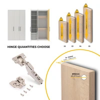 Emuca Lotto di 20 cerniere mezzo collo X92 con chiusura soft e basette a vite, altezza 0, Acciaio, N - 7