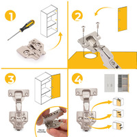Emuca Lotto di 20 cerniere mezzo collo X92 con chiusura soft e basette a vite, altezza 0, Acciaio, N - 8