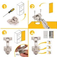 Emuca Lotto di 20 cerniere mezzo collo X92 con chiusura soft e basette a vite, altezza 0, Acciaio, N - 8