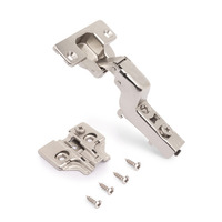 Emuca Lotto di 20 cerniere collo alto X92 con chiusura soft e basette a vite, altezza 0, Acciaio, Ni - 2