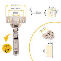 Emuca Lotto di 20 cerniere collo alto X92 con chiusura soft e basette a vite, altezza 0, Acciaio, Ni - 4
