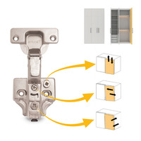 Emuca Lotto di 20 cerniere collo alto X92 con chiusura soft e basette a vite, altezza 0, Acciaio, Ni - 5
