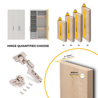 Emuca Lotto di 20 cerniere collo alto X92 con chiusura soft e basette a vite, altezza 0, Acciaio, Ni - 7