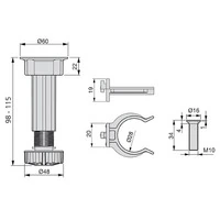 Emuca Lotto di 10 kit di piedini regolabili per mobile Bone, con base preassemblata, altezza 100 mm, - 6
