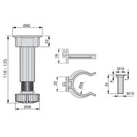 Emuca Lotto di 10 kit di piedini regolabili per mobile Bone, con base preassemblata, altezza 120 mm, - 6