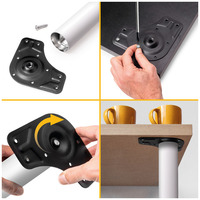 Emuca Lotto di 4 gambe per tavolo, diametro 60mm, H 830mm, Acciaio, Verniciato bianco - 7