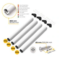 Emuca Lotto di 4 gambe per tavolo, diametro 60mm, H 830mm, Acciaio, Verniciato bianco - 9